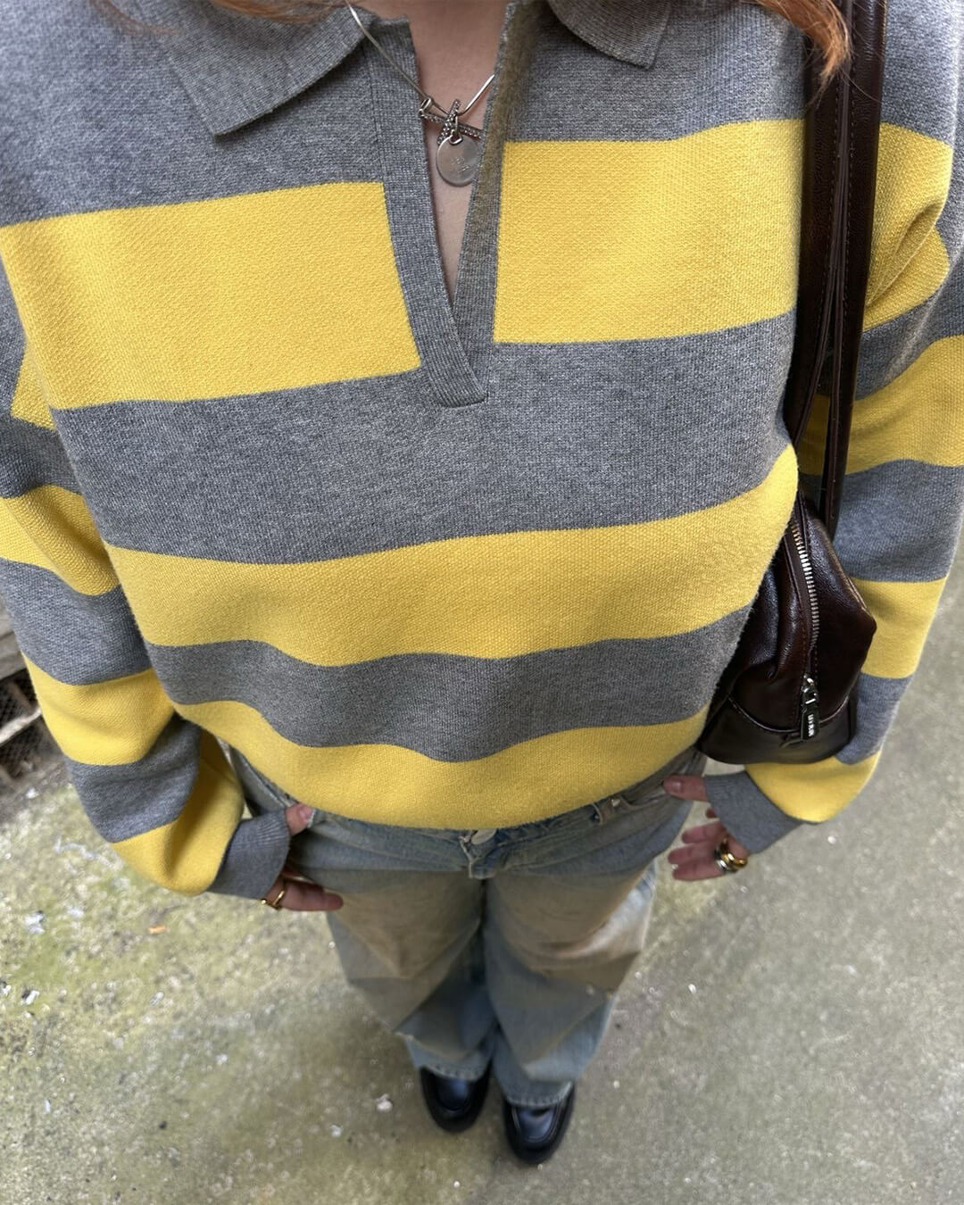 SOERA Una Striped Knitted V - Neck Pullover - Sweater - S