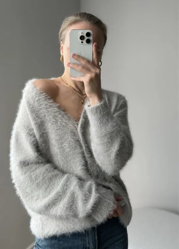 SOERA Terry Cozy Knitted Cardigan - Sweaters & Cardigans - QH1763304746550665267 Light Gray L