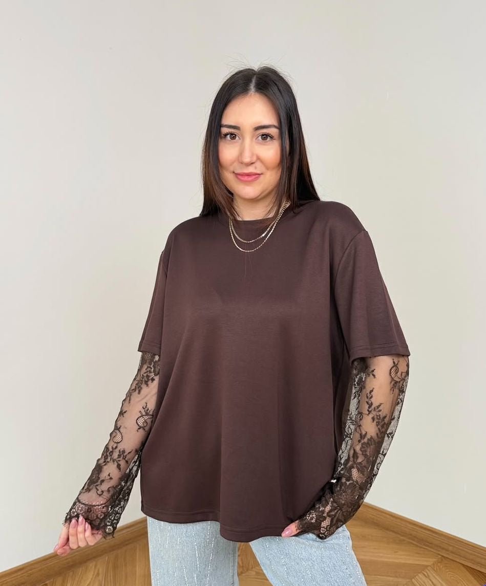 SOERA Bella Lace Splice Long Sleeve Tee - Top - M