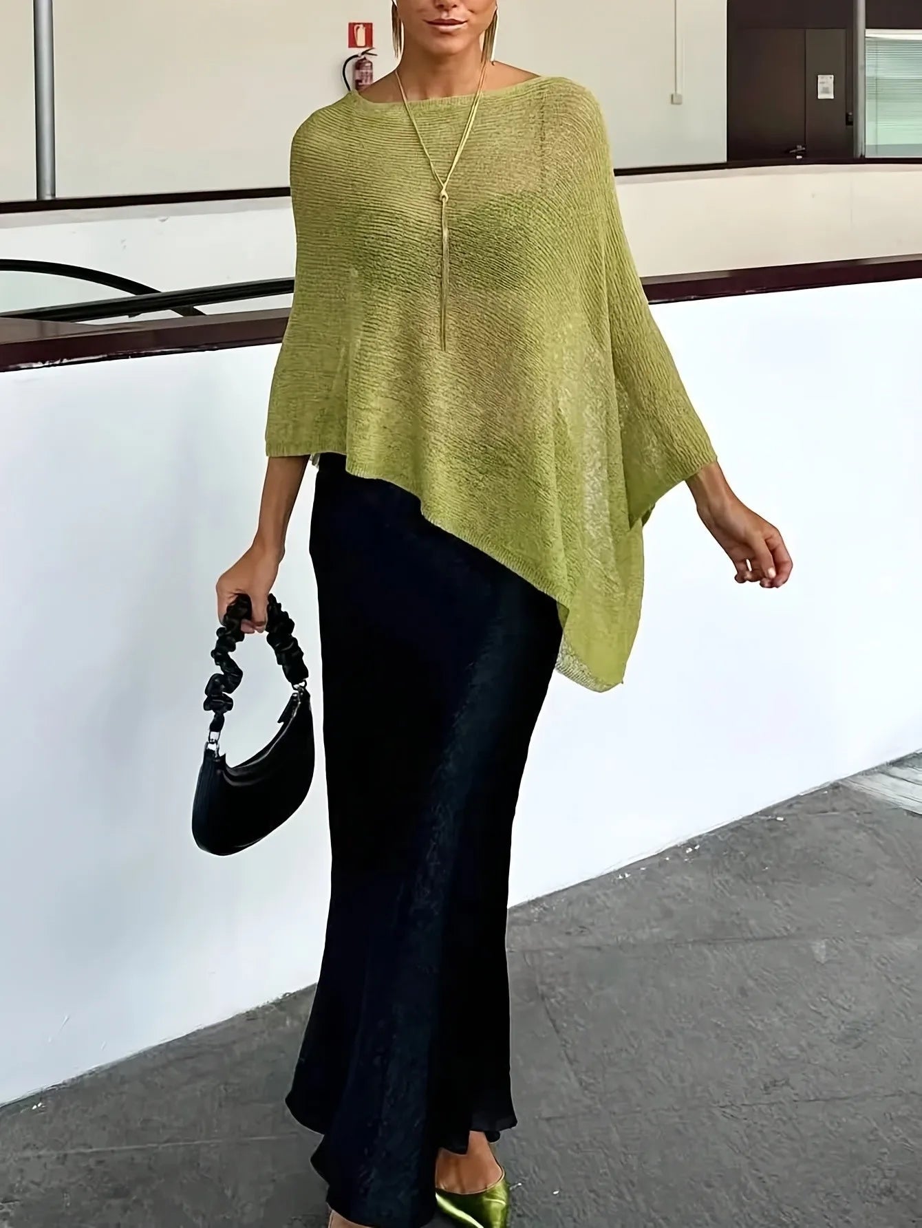 SOERA Celeste Batwing Knitted Shawl Top - Top - Olive M