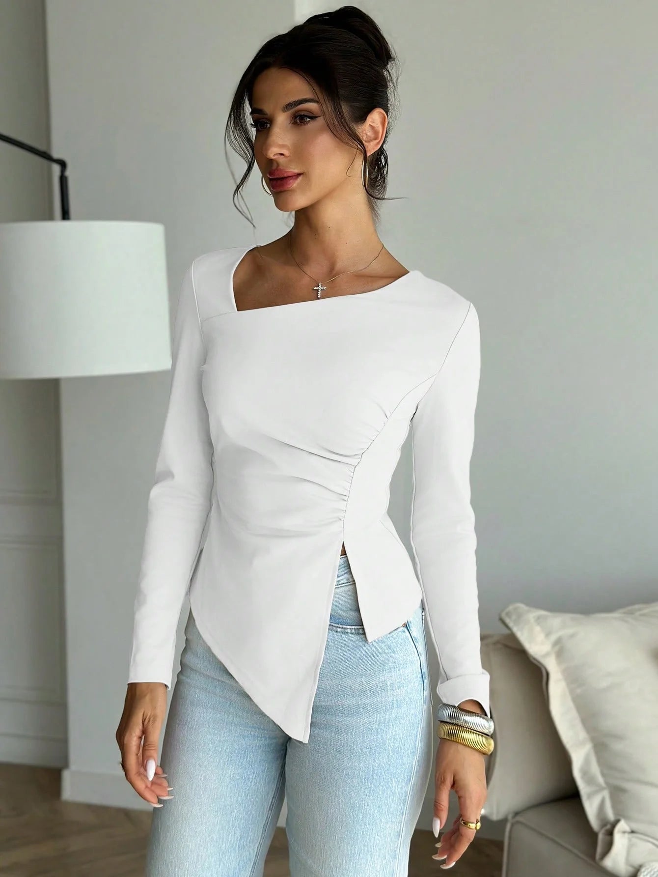 SOERA Annie Asymmetrical Long Sleeve Top - Tops - 1005007979786540-;Gp1770650302570112494 Black XS