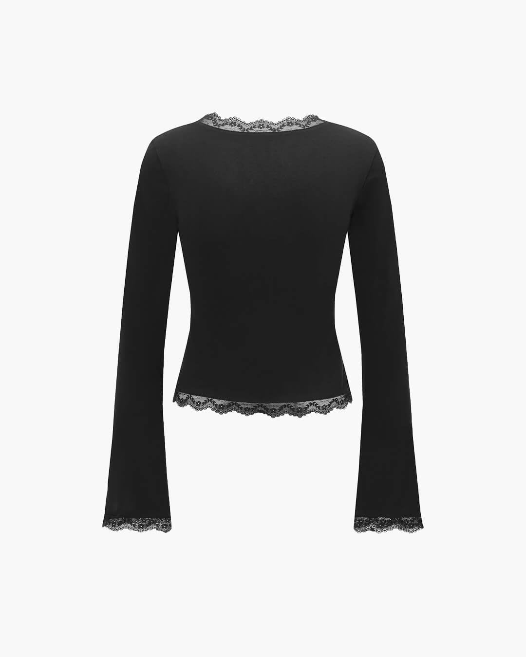 SOERA Jackie Lace Trim Square Neck Top - Tops - 1005009888508655-;zG1768904312565276082 Blue S