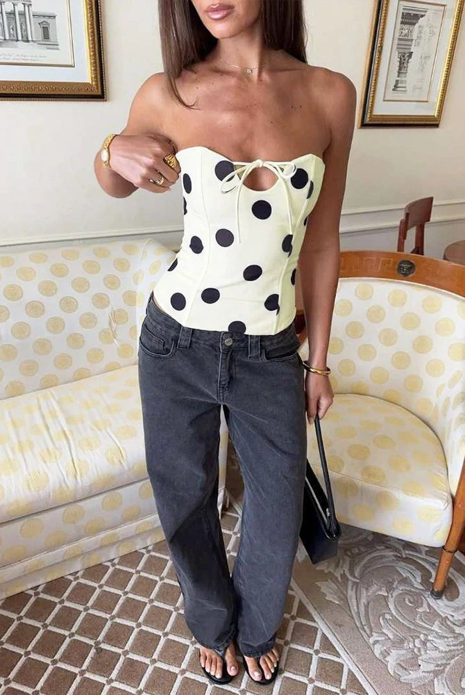SOERA Jaida Polka Dot Strapless Top - Tops - 1005011564685793-;IB1771345061528315938 S