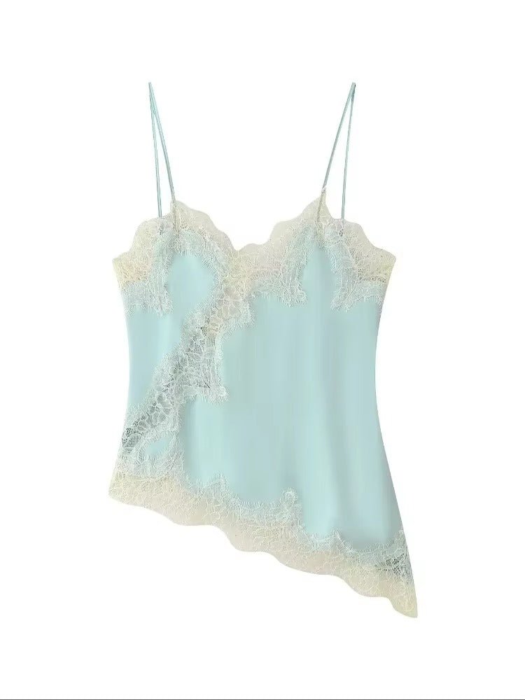 SOERA Kara Asymmetric Satin Cami Top - Tops - 1005009973435965-;Tj1763048696671291640 White/Black S