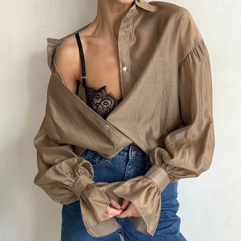 SOERA Patricia Long Sleeve Sheer Blouse - Tops - 1005008870305553-;Gg1772045931453097734 Blue S