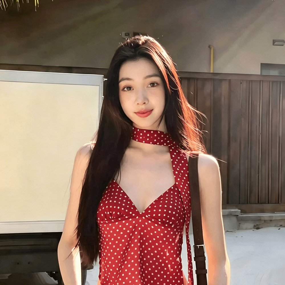 SOERA Ruffa Polka Dot Backless Cami Top - Tops - Red XS