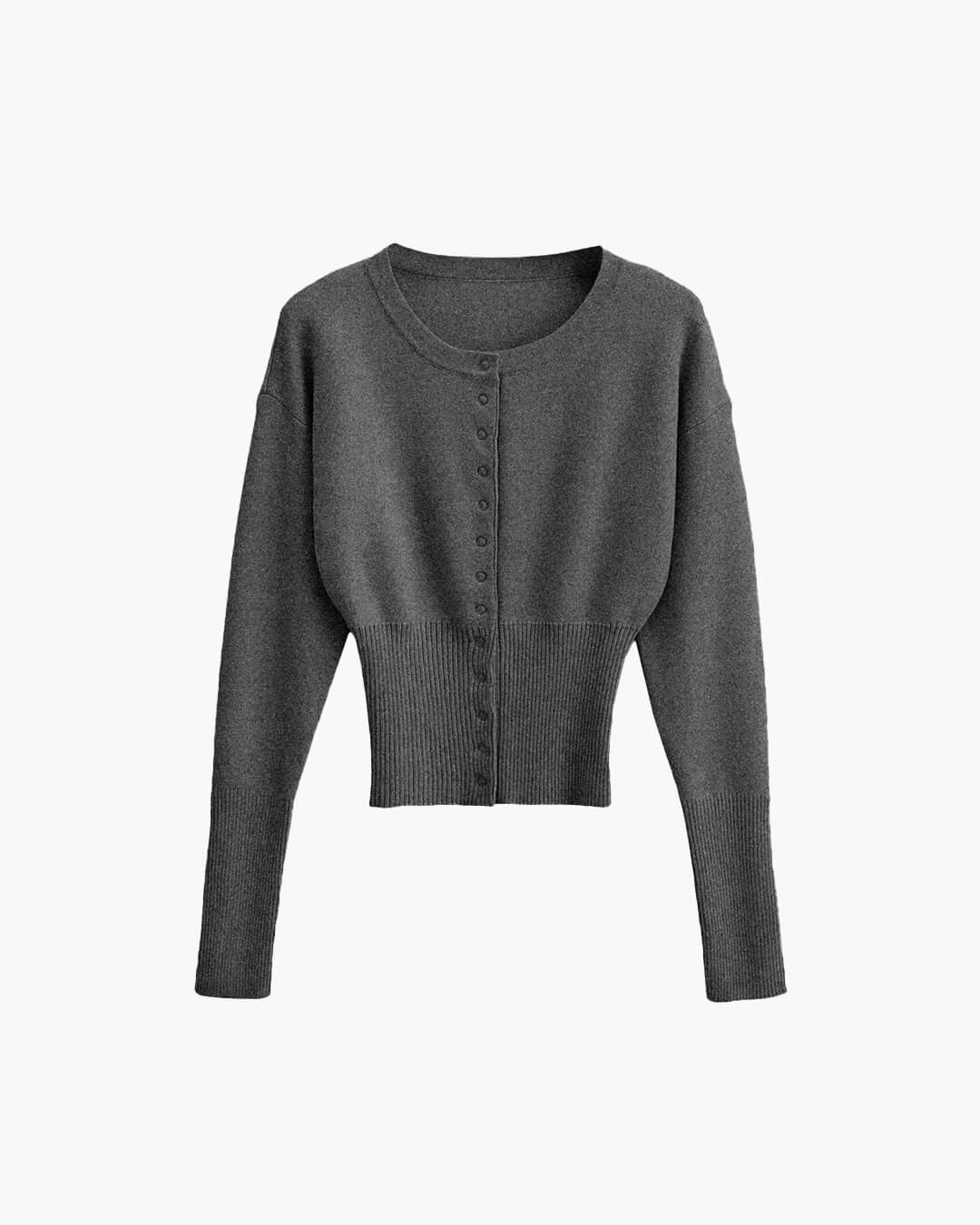 SOERA Shelly Snap Button Knit Cardigan - Tops - 1005008470676796-;cF1761640573851088781 Gray S