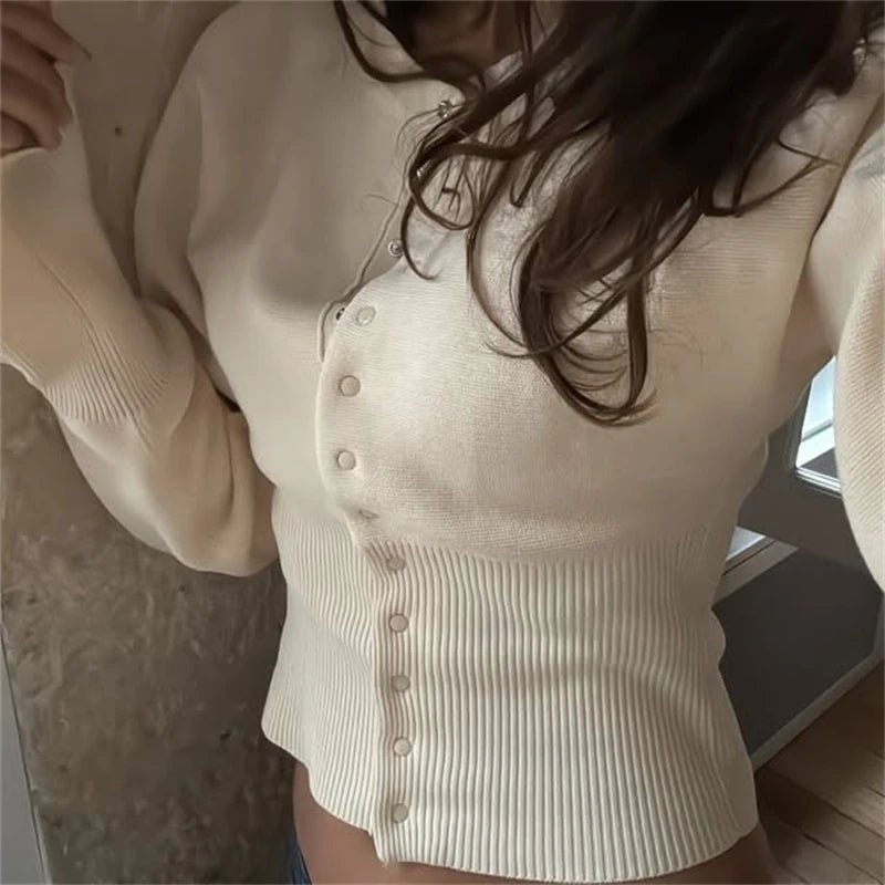 SOERA Shelly Snap Button Knit Cardigan - Tops - 1005008470676796-;SV1761640573849134725 Brown S