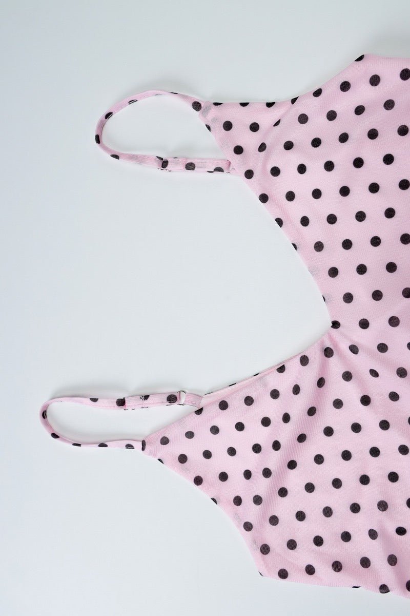 SOERA Tatum Polka Dot V-Neck Cami Top - Tops - SOERA-072195-PIN-L-69795 Pink L
