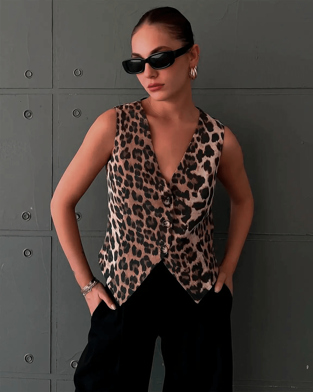 SOERA Vanessa Leopard Print Vest - Tops - S