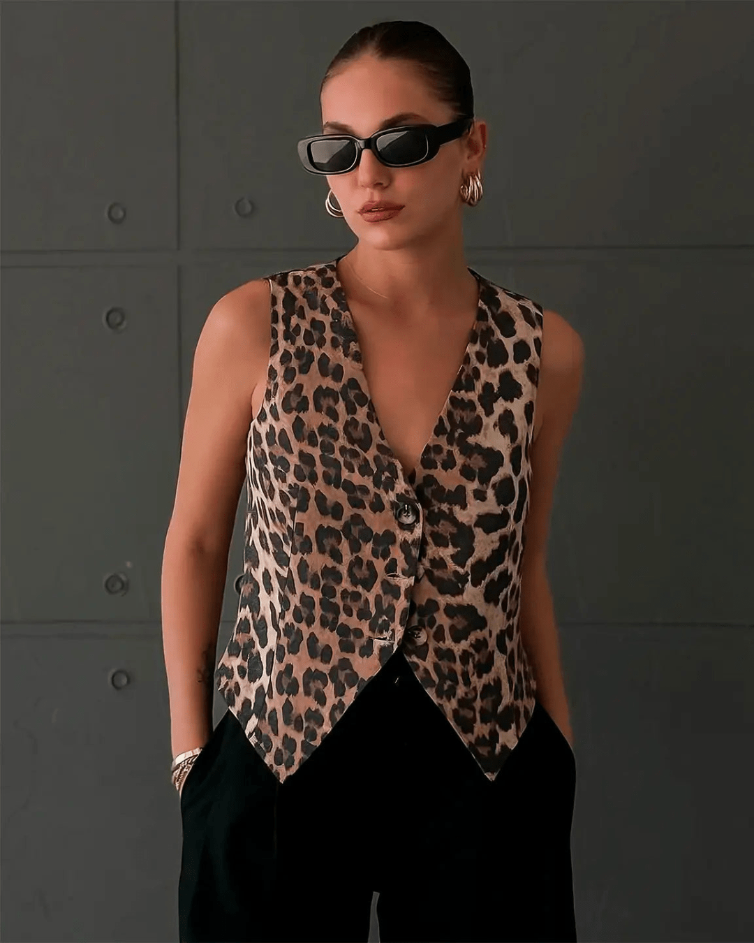 SOERA Vanessa Leopard Print Vest - Tops - XS