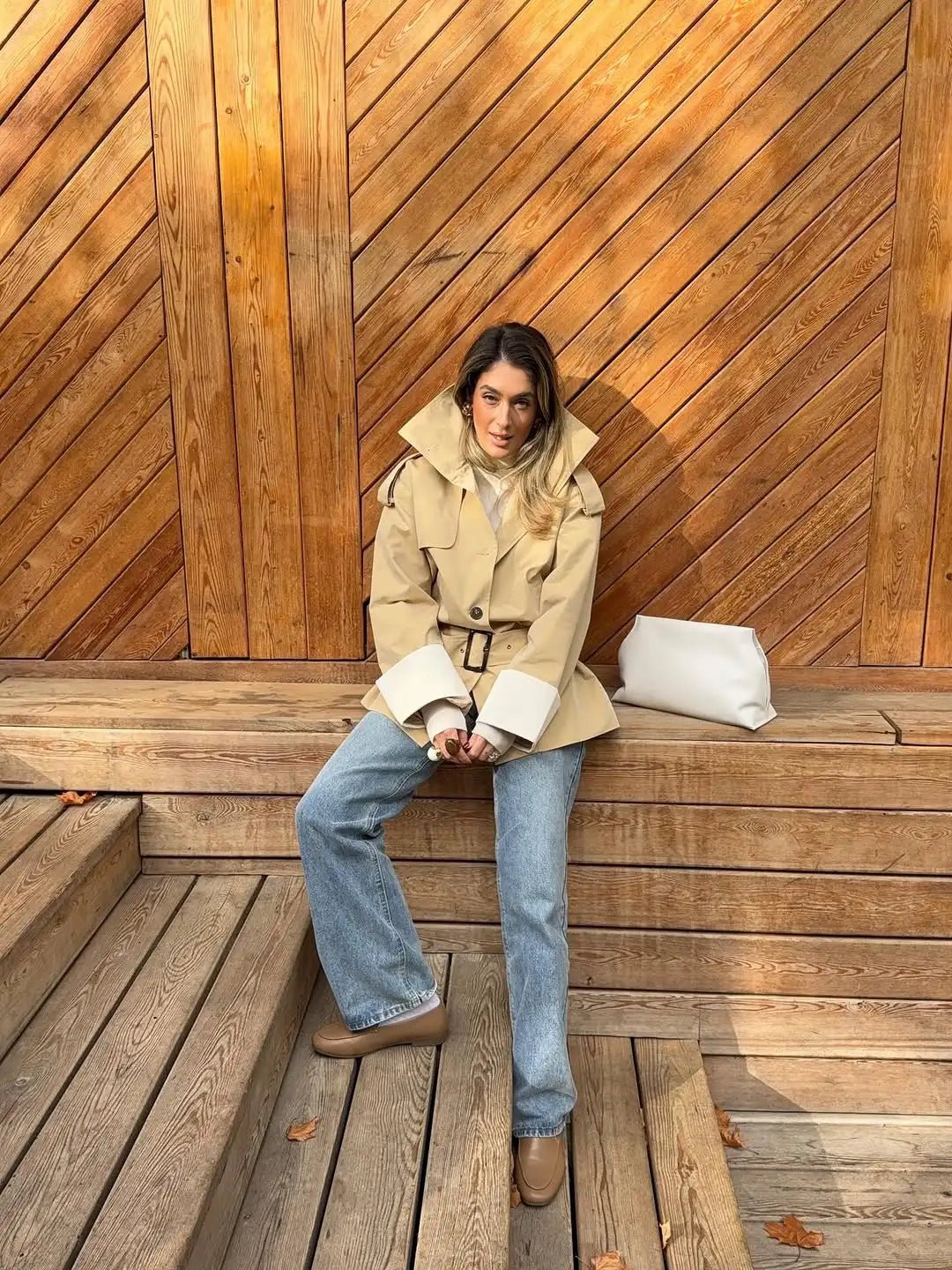 SOERA Brenda Contrast - Cuff Trench Jacket - Trench Coats - 1005010739339130-;HR1772135167149993203 Beige L