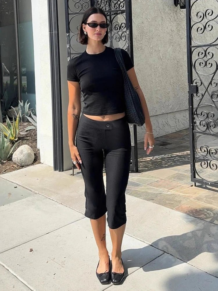 SOERA Juliette Black Capris Pants - Trousers - 1005010009819776-;HO1769140532409134581 M