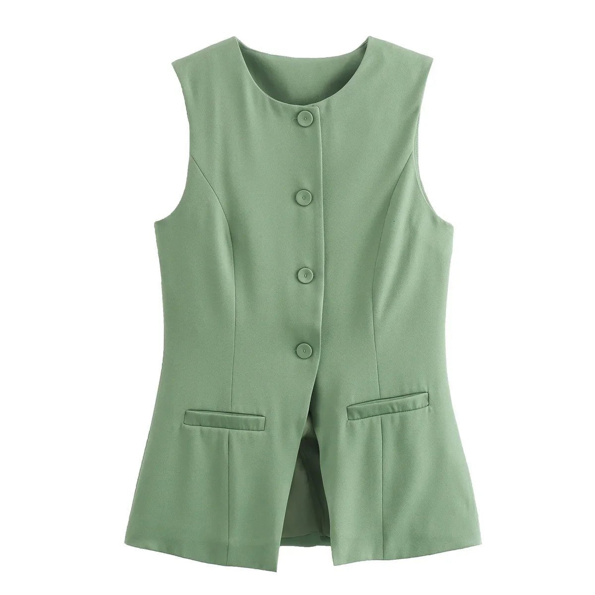 SOERA Priya Button-Up Vest Top - Vest - Green XS