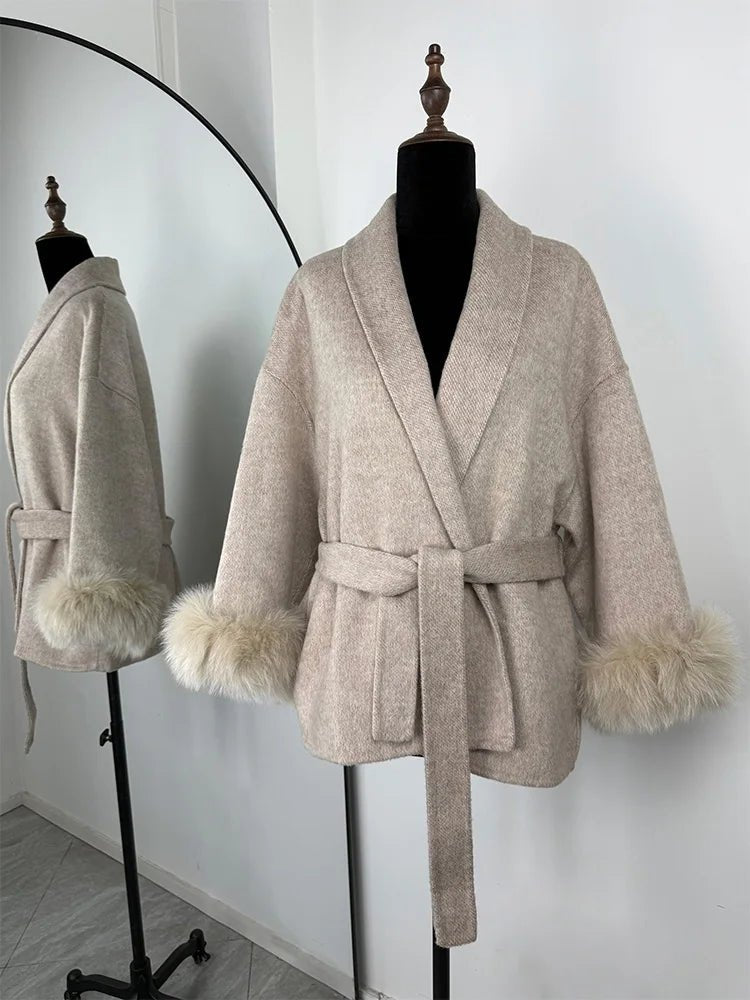 SOERA Wool Coat with Faux Fur - Women's Coats & Jackets - 3256809512722732-;Dp1766845283308655197 Beige S