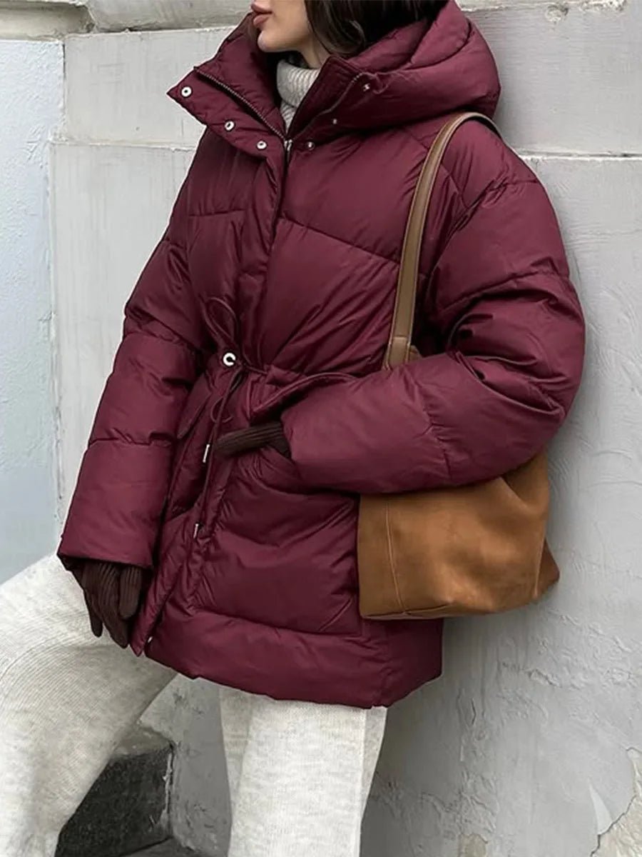 SOERA Lorna Drawstring Hooded Puffer Coat - Women's Outerwear - 1005009920303160-;Bc1761217546452727289 Burgundy M