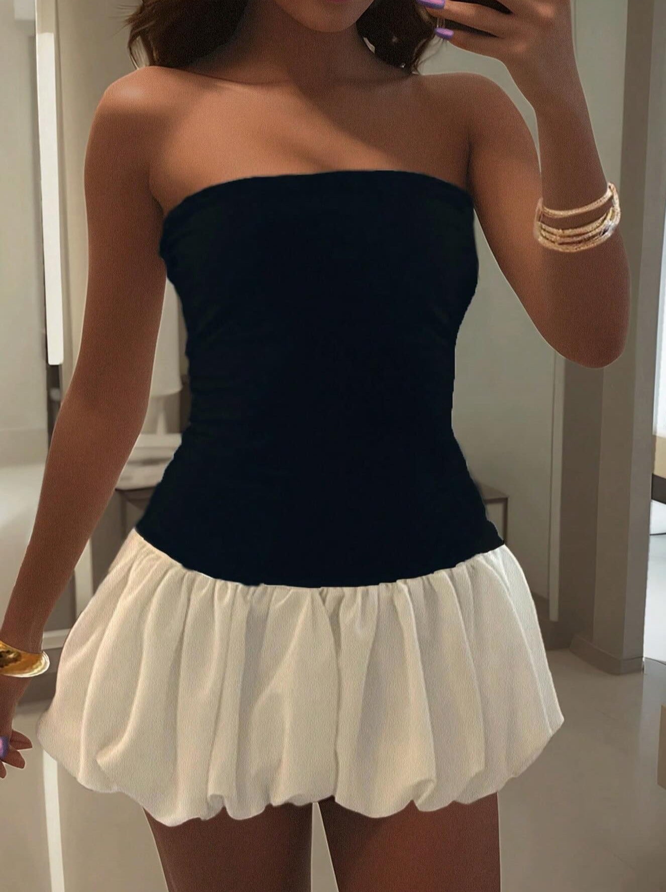 Maurie Drop-Waist-Kleid mit Bubble-Saum