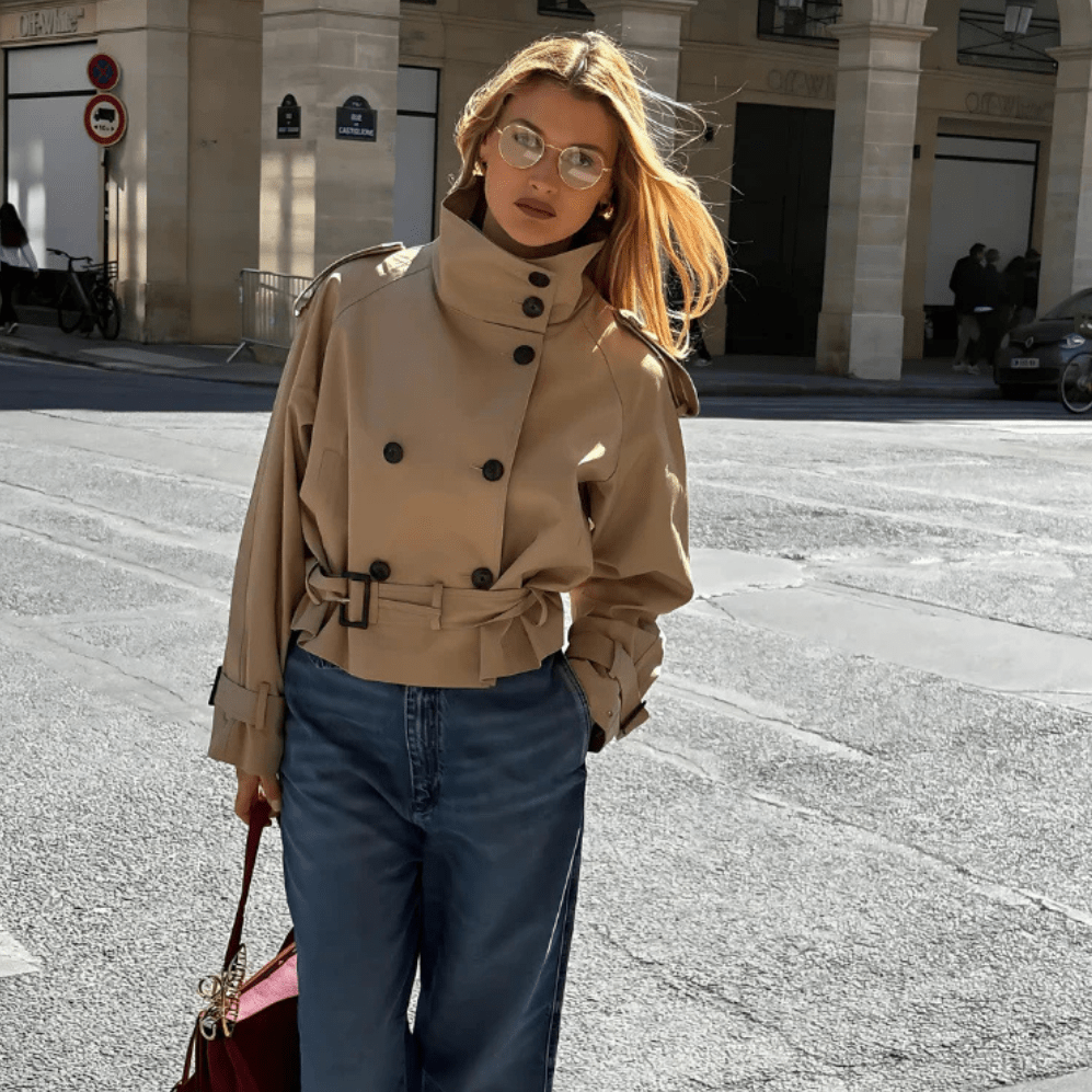 Chic Cropped Trench Coat for Women - Stylish, Durable Outerwear 0