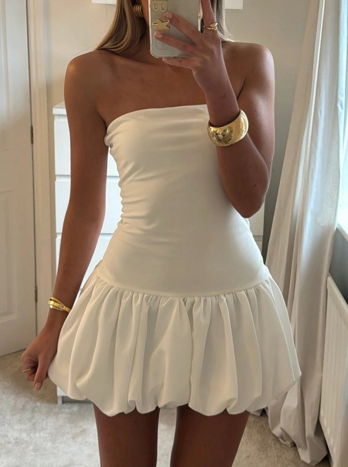 Kendall Drop-Waist Bubble-Hem Dress - Elegant Womens Dress for Wedding Guests, Summer, and Cocktail Events 0