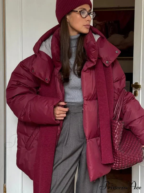 Oversized Water-Resistant Puffer Jacket Women with Detachable Hood 7