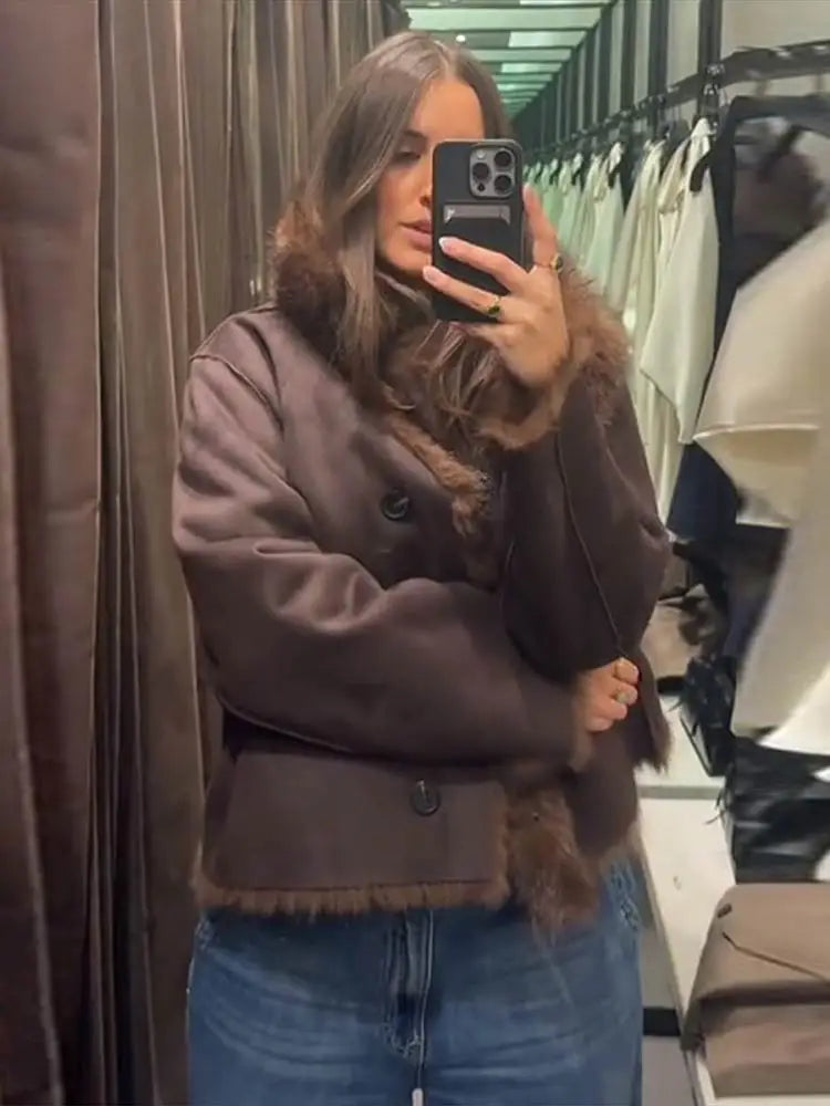 Reversible Faux Fur Winter Coat for Women - Chic High Street Jacket 3