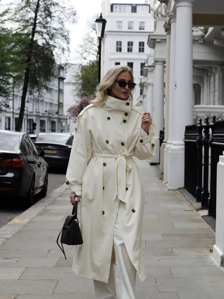 Sarah High Neck Belted Trench Coat