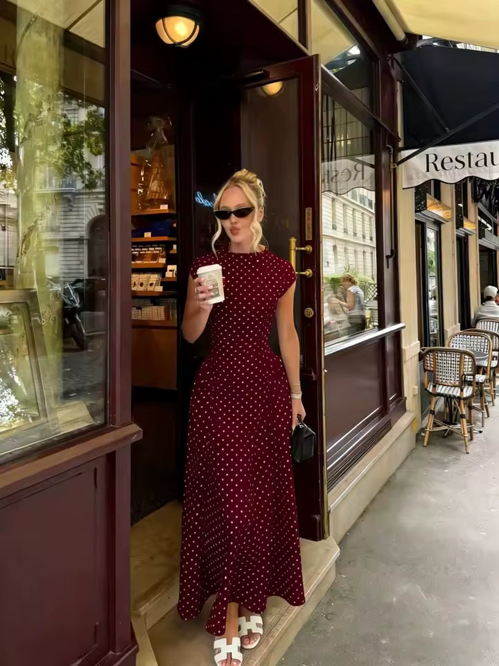 Ruby Flare Maxi Dress with Cap Sleeves