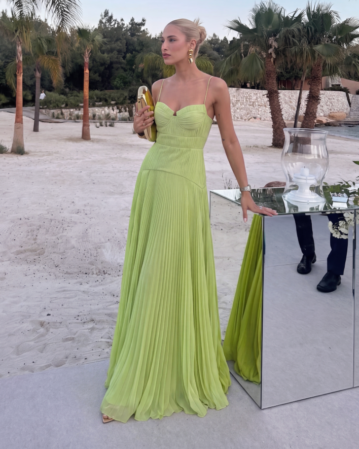 Sophia abito lungo in chiffon stropicciato