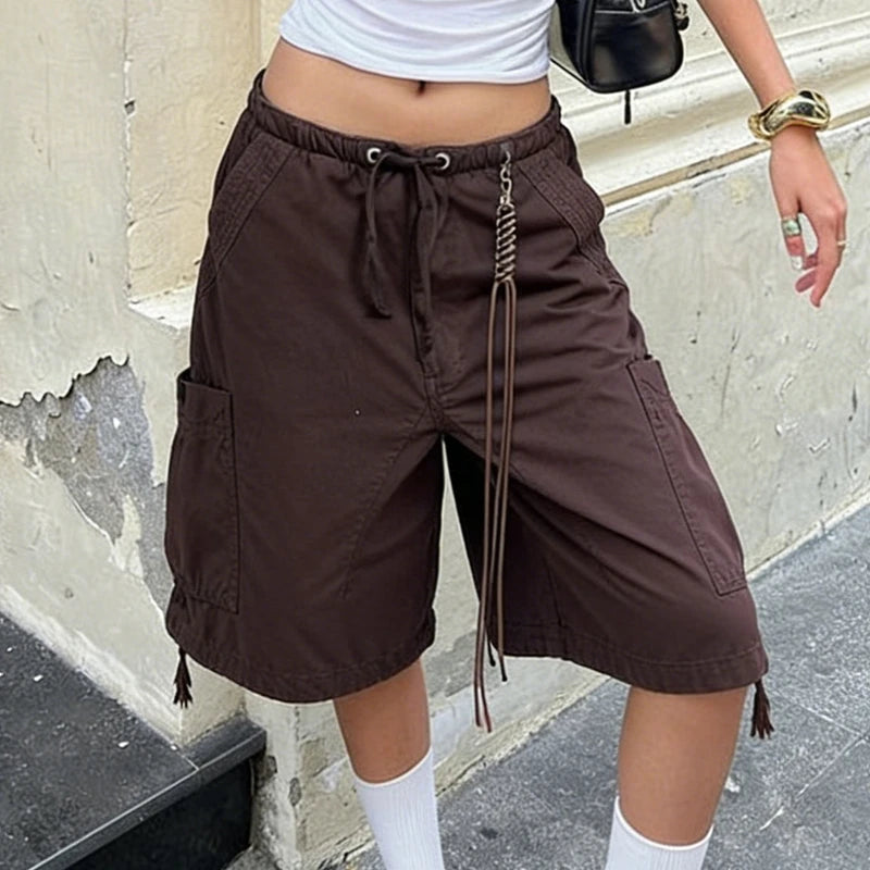 Shorts cargo en jean ample Riley