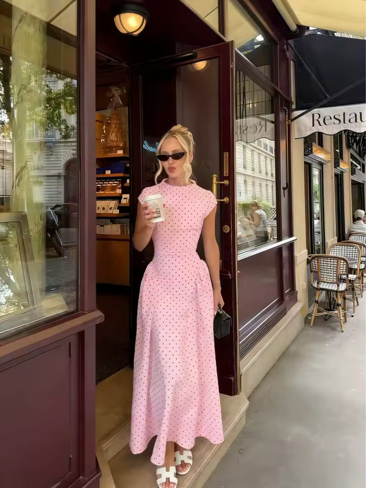 Ruby Flare Maxi Dress with Cap Sleeves