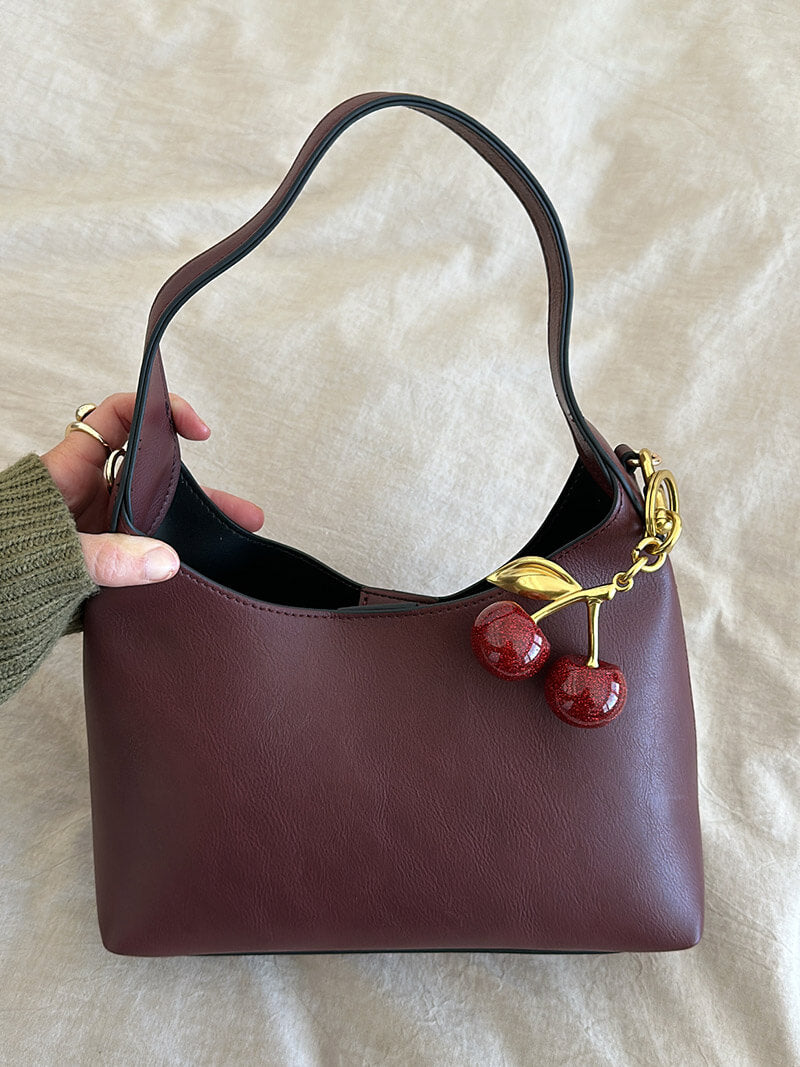 Amelia Faux Leather Bag with Cherry Charm - SOERA Store