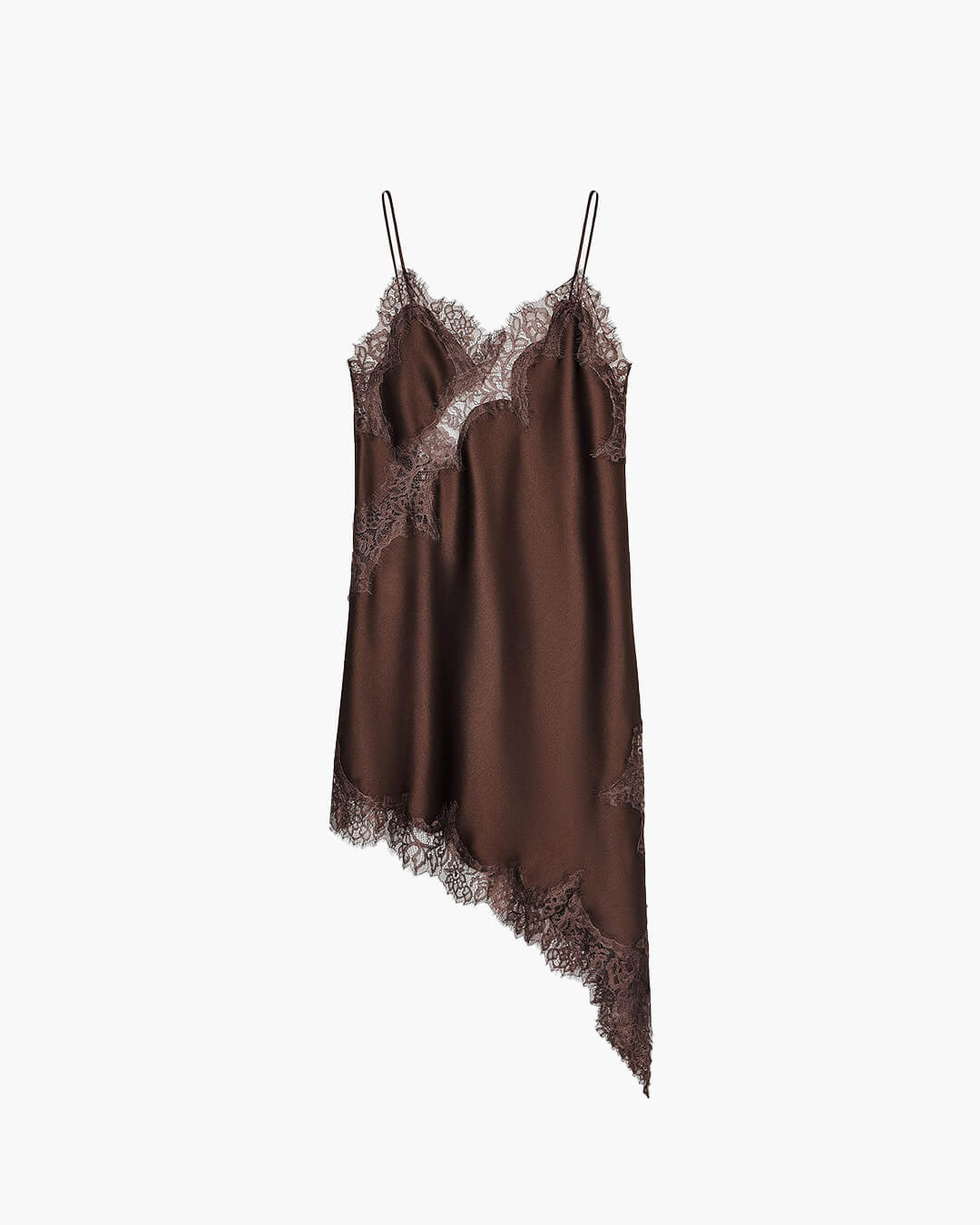 Soera Arah Asymmetric Satin Lace Midi Dress 