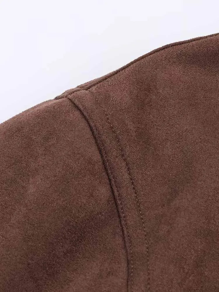 Women's Autumn Zipper Jacket - Imitation Suede Stand Collar Coat for Style 5