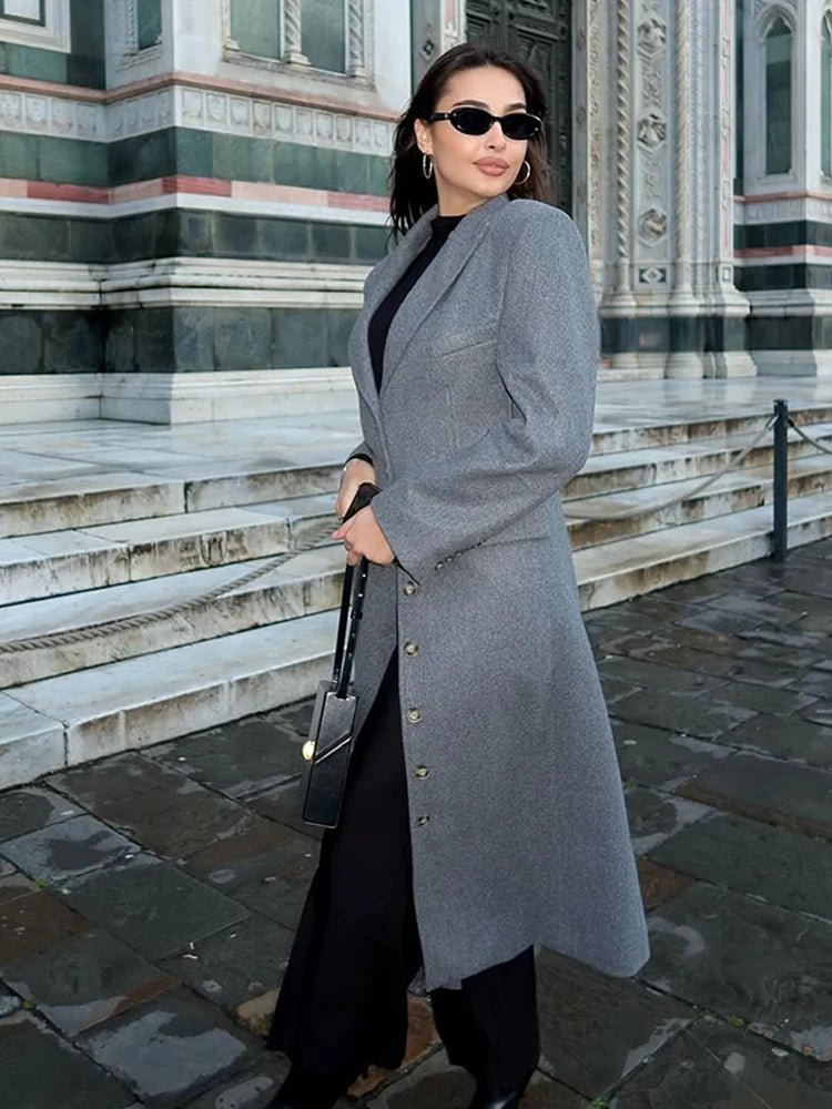 Womens Wool Blend Trench Coat - Cinched Waist Long Winter Coat for Chic Style 2