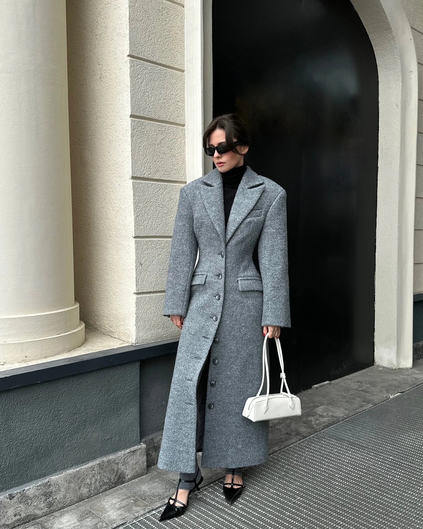 Womens Wool Blend Trench Coat - Cinched Waist Long Winter Coat for Chic Style 6