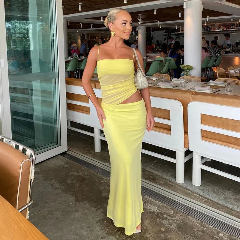SOERA Bianca Two-Piece Crop Dress Set - Matching Sets -  Yellow XS
