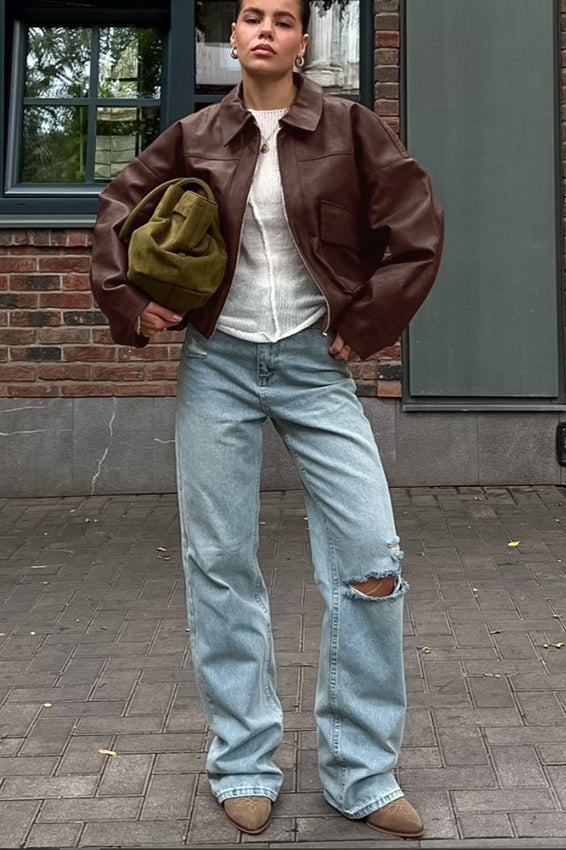 Azara Vintage Bunda z Umělé Kůže