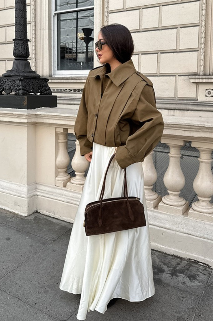 Gina Pleated Russet Wool Coat