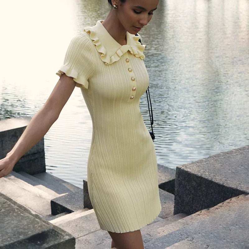 SOERA Iris Featherlight Ruffle Mini Dress - Dress - SOERA-055555-YEL-L-40067 Yellow L