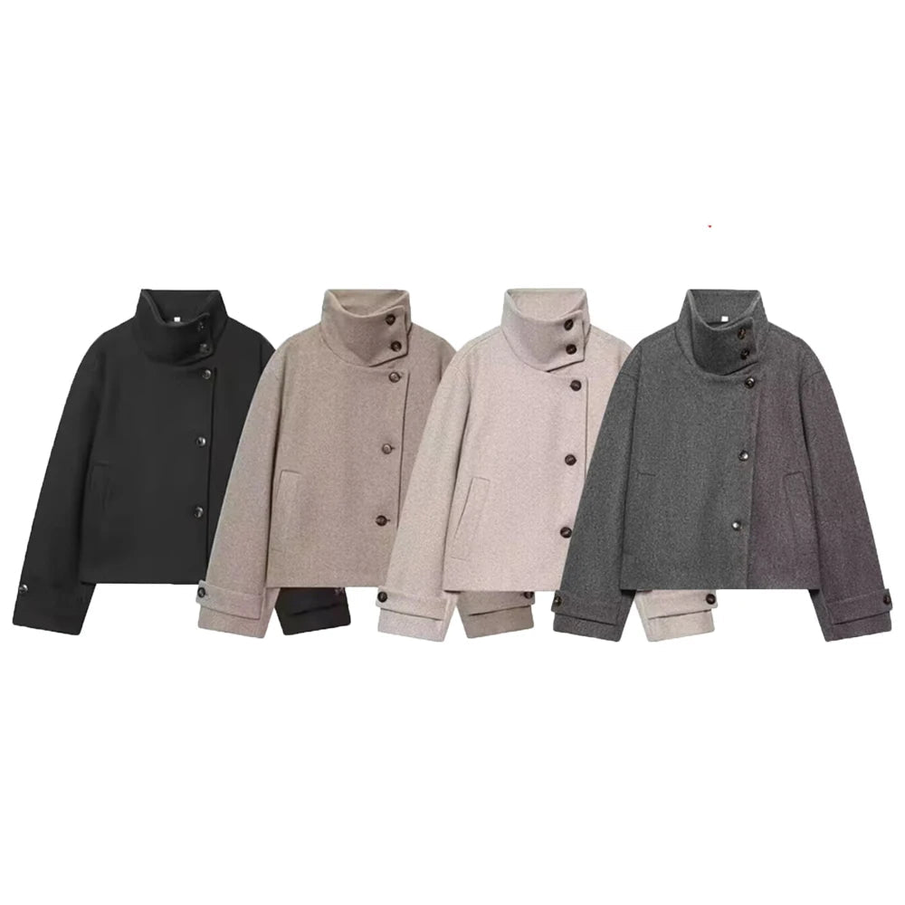 SOERA Rose Buckle Stand Collar Coat - Coat - SOERA-387651-RED-XS-31907 Red XS