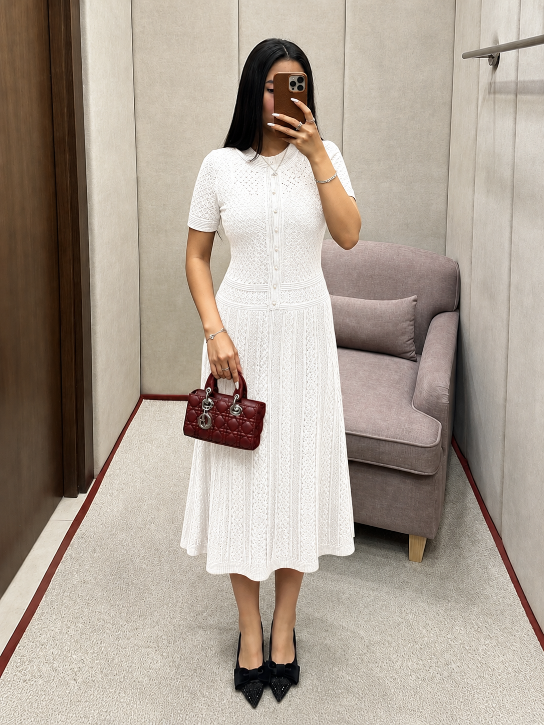 Celeste Strick-Midikleid mit halber Knopfleiste