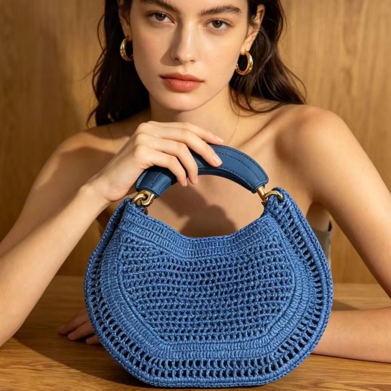 SOERA Bianca Crescent Woven Bag - Bag -  Royal Blue