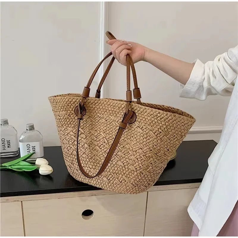 SOERA Margot Woven Summer Tote - Bag -  Brown Large