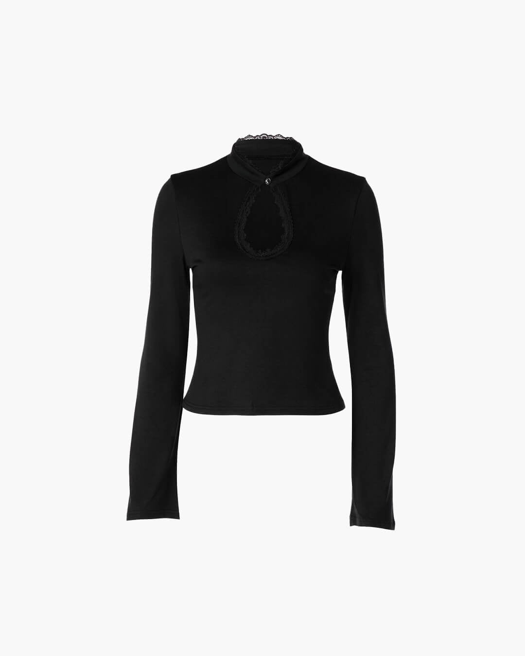 SOERA Gloria High Neck Keyhole Blouse - Blouse - SOERA-233731-BLA-XS-73123 Black XS