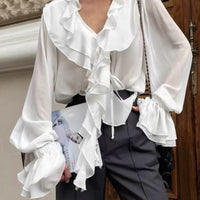 Linda Tie Neck Ruffled Blouse