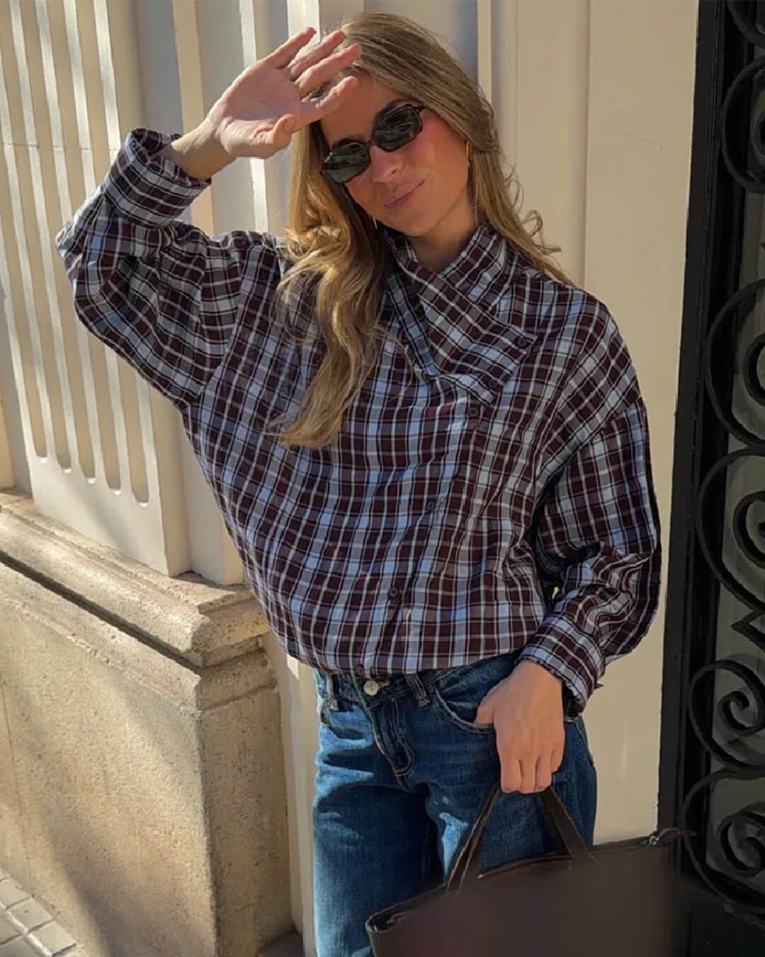 SOERA Rebecca Poplin Plaid Wrapped Shirt - Blouse - SOERA-334019-PLA-L-88771 L