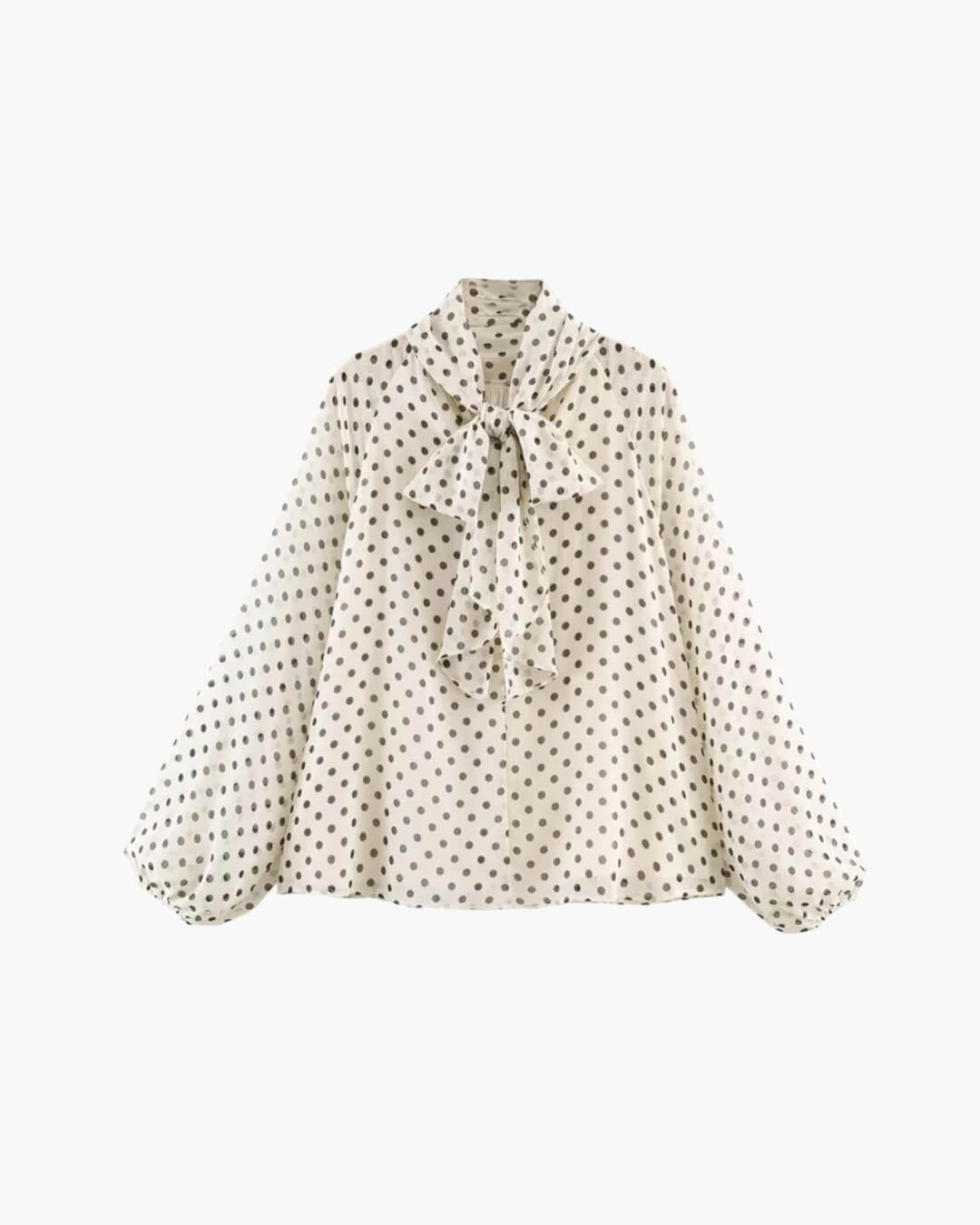 SOERA Sofia High Collar Polka Dot Blouse - Blouse -  White M