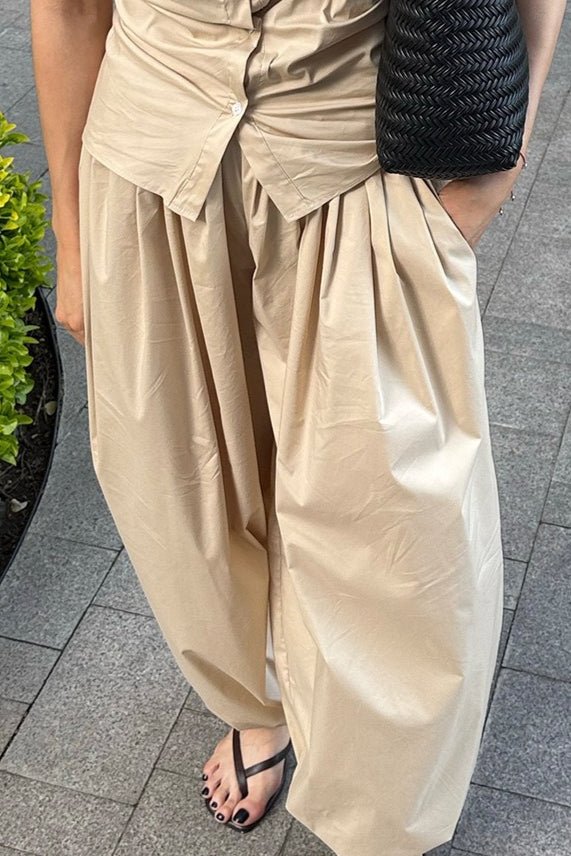 SOERA Inga Elastic Waist Baggy Pants - Bottoms -  Beige M