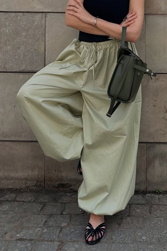 SOERA Inga Elastic Waist Baggy Pants - Bottoms -  Saige Green S