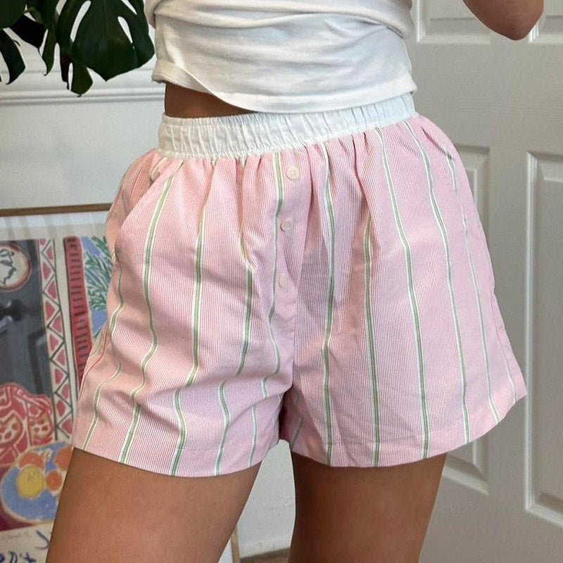 SOERA Liesel Striped Poplin Boxer Shorts - Bottoms -  Pink L